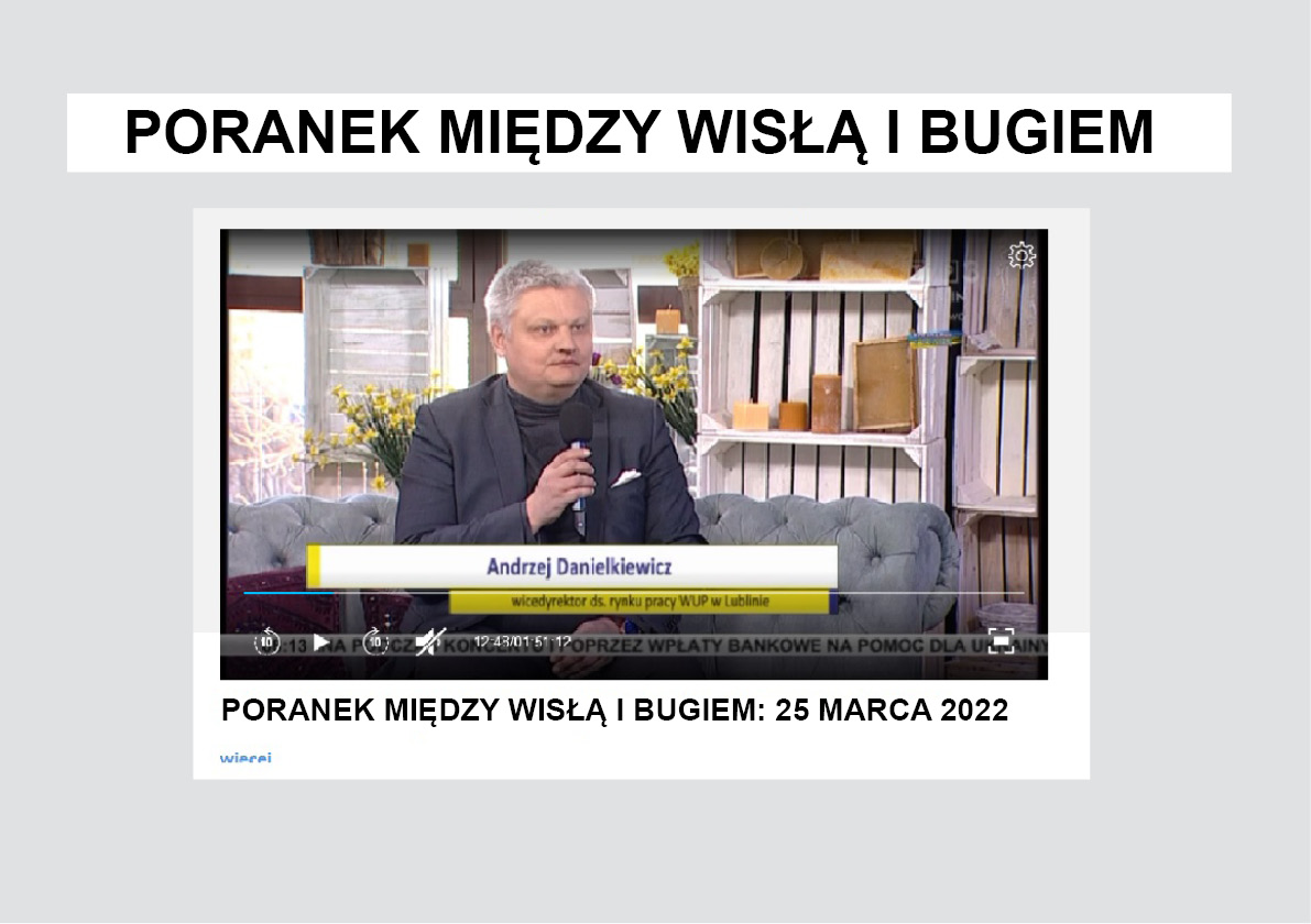 Andrzej Danielkiewicz Wicedyrektor ds. Rynku Pracy WUP w Lublinie w TVP 3 Lublin.